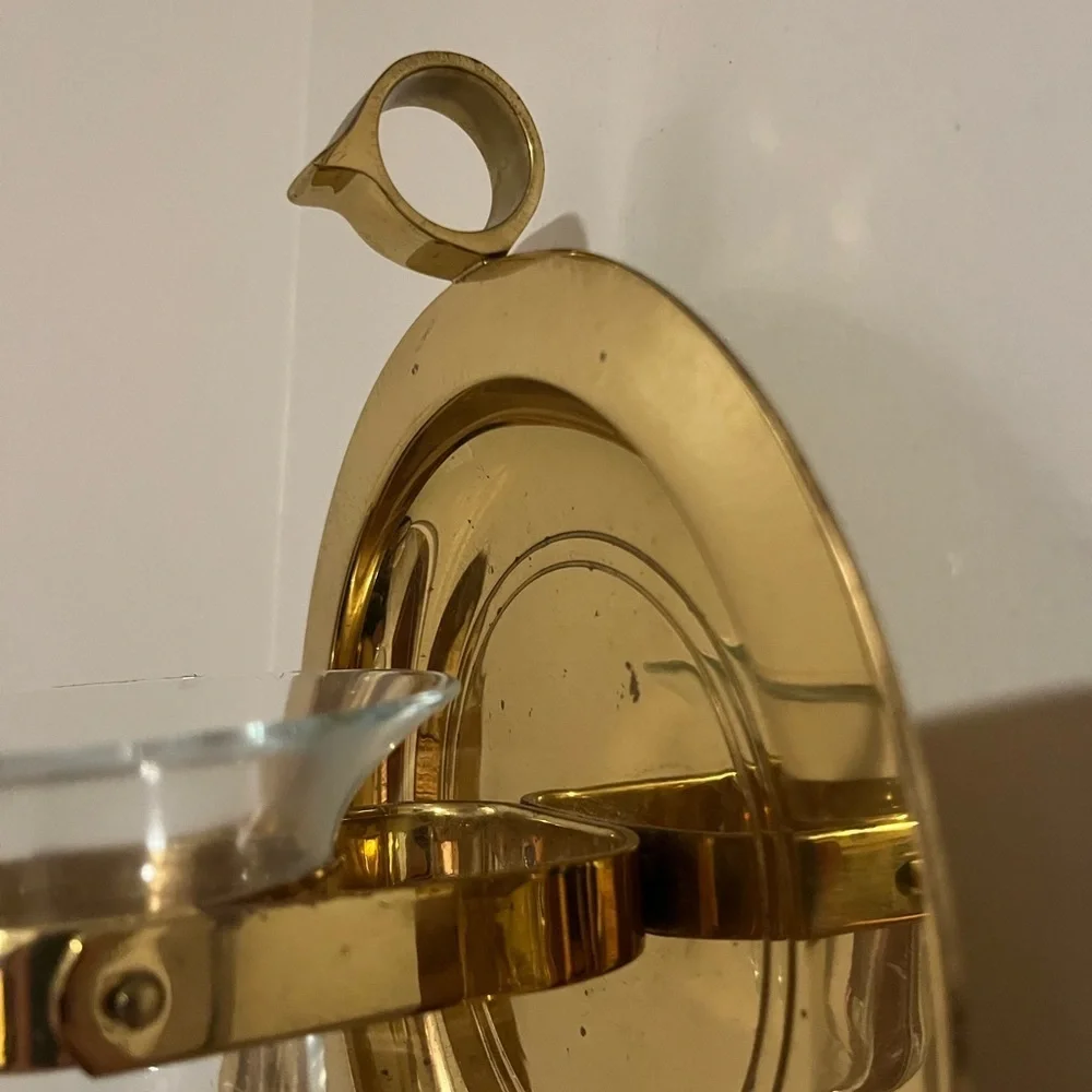 Brass Wall Sconce with Glass Candle Holder
